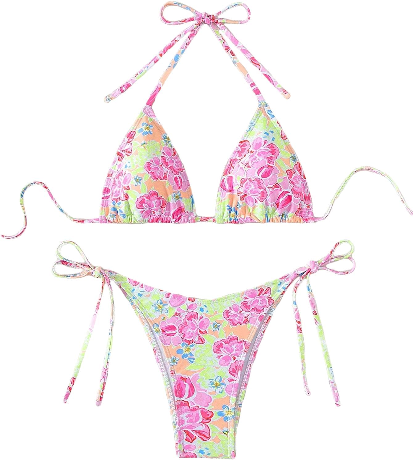 OURMENNA Women's Floral Printed Bikini Sets Boho Geometric Summer Swimsuit Bathing Suit