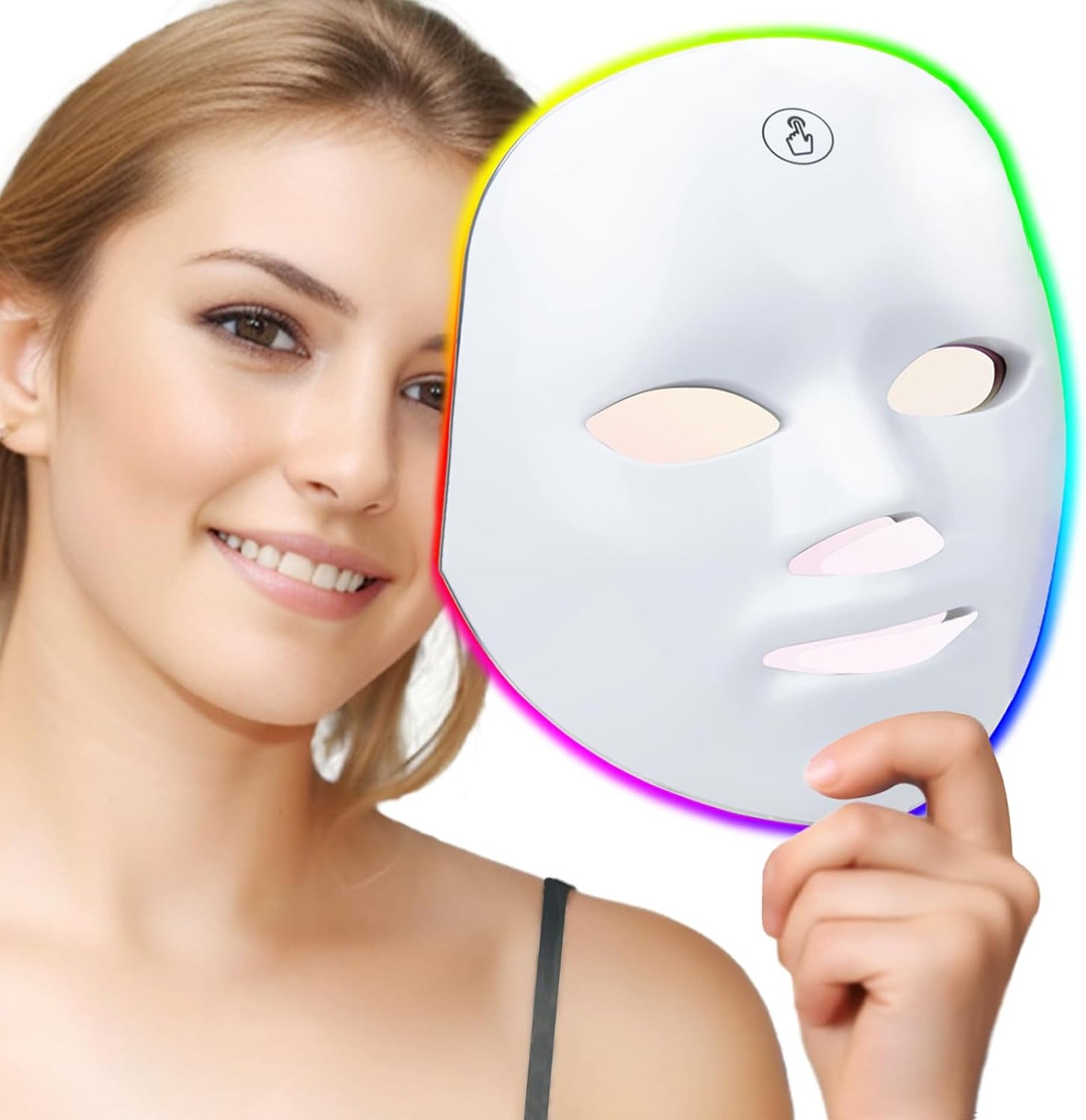 Meisense LED Face Mäsk Light Theräpy, Red Light Theräpy for Face, 7 Colors Light Theräpy for Face, LED Facial Skìn Care Mäsk for Home Use - Skìn Care Beauty Mäsk