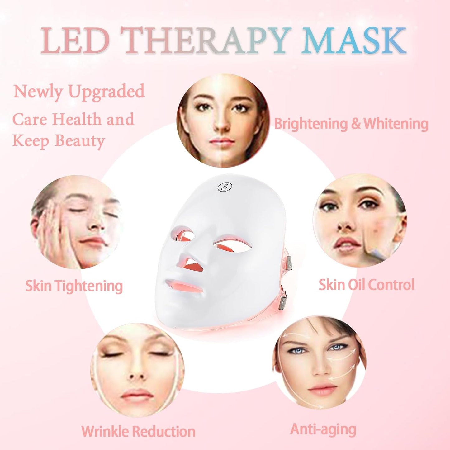 Meisense LED Face Mäsk Light Theräpy, Red Light Theräpy for Face, 7 Colors Light Theräpy for Face, LED Facial Skìn Care Mäsk for Home Use - Skìn Care Beauty Mäsk