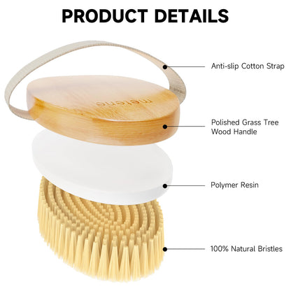 Metene Dry Brushing Body Brush, Exfoliating Body Scrubbers, Natural Bristles for Dry Skin, Improve Circulation, Stop Ingrown Hairs, Reduce Acne and Cellulite