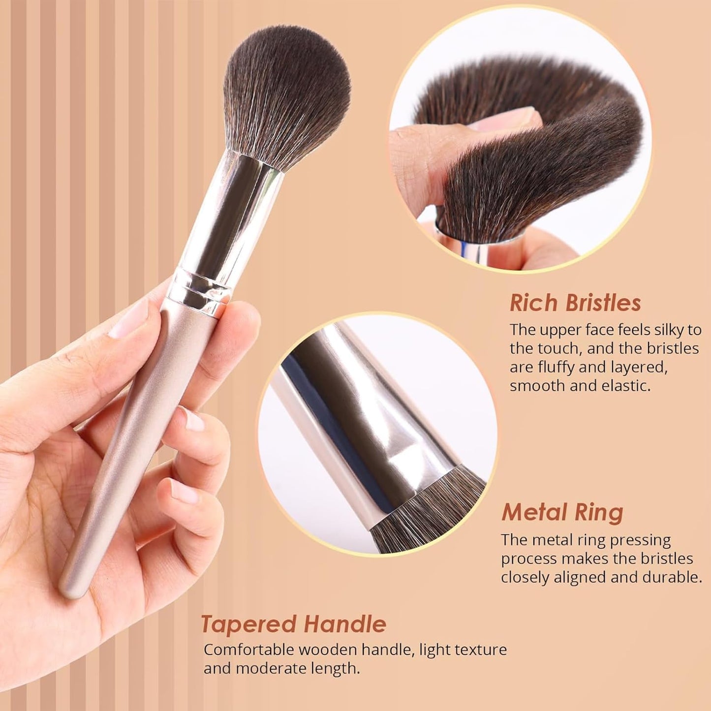 BEAKEY Makeup Brush Set Professional: Makeup Brushes for Eye and Face, Blending Brush for Foundation, Eyeshadow, Make up Brushes Pack with Case, Eye Shadow Brush for Concealer, with 2 Blender Sponge