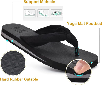 KuaiLu Flip Flops for Women with Arch Support Yoga Mat Comfortable Summer Beach Walking Thong Cushion Sandals Slip On Indoor Outdoor