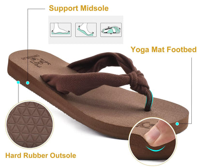 KuaiLu Flip Flops for Women with Arch Support Yoga Mat Comfortable Summer Beach Walking Thong Cushion Sandals Slip On Indoor Outdoor