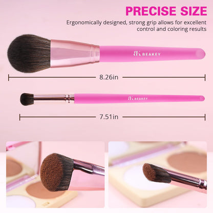 BEAKEY Makeup Brush Set Professional: Makeup Brushes for Eye and Face, Blending Brush for Foundation, Eyeshadow, Make up Brushes Pack with Case, Eye Shadow Brush for Concealer, with 2 Blender Sponge