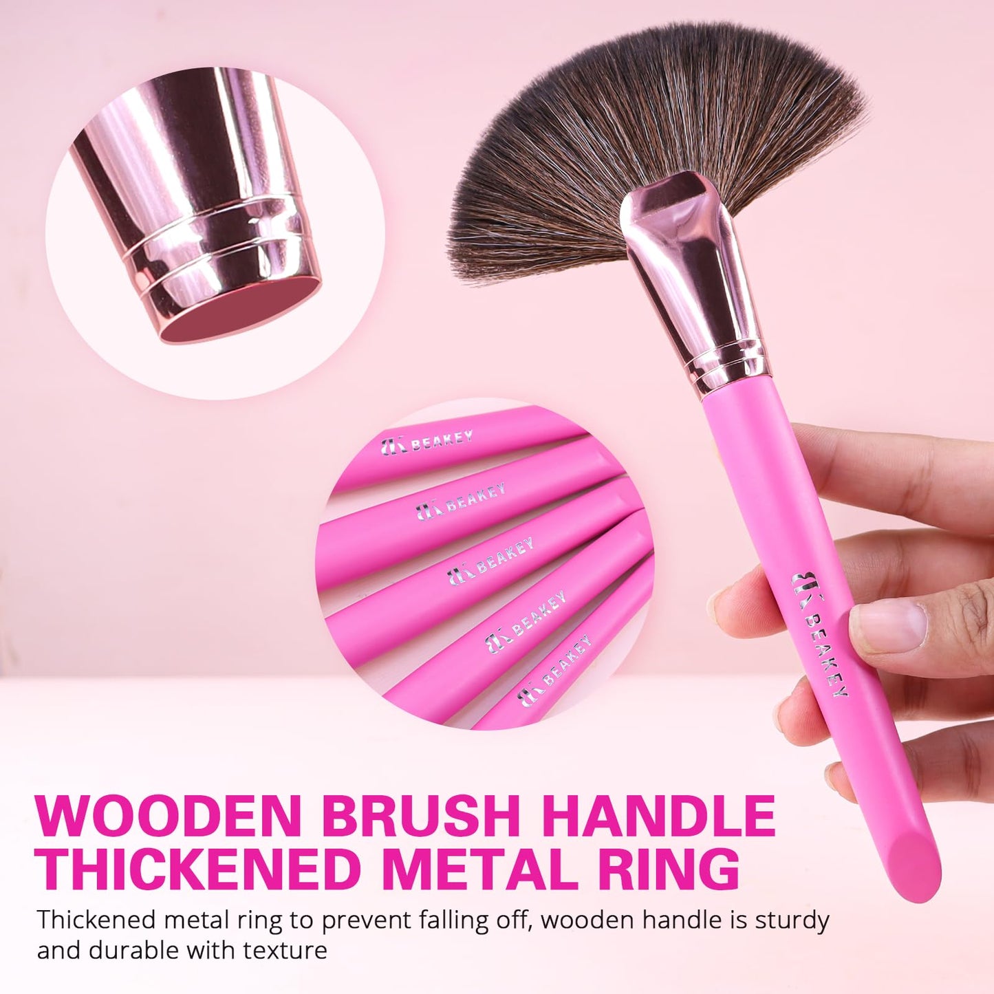 BEAKEY Makeup Brush Set Professional: Makeup Brushes for Eye and Face, Blending Brush for Foundation, Eyeshadow, Make up Brushes Pack with Case, Eye Shadow Brush for Concealer, with 2 Blender Sponge