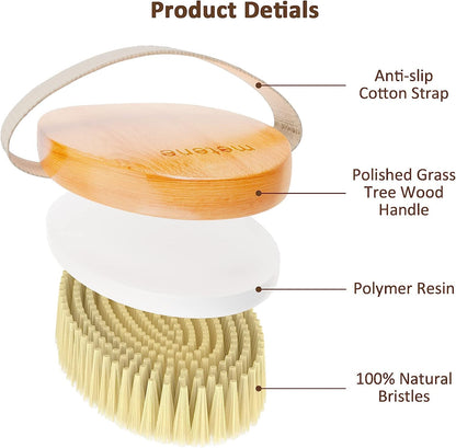 Metene Dry Brushing Body Brush, Exfoliating Body Scrubbers, Natural Bristles for Dry Skin, Improve Circulation, Stop Ingrown Hairs, Reduce Acne and Cellulite