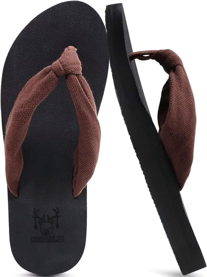 KuaiLu Flip Flops for Women with Arch Support Yoga Mat Comfortable Summer Beach Walking Thong Cushion Sandals Slip On Indoor Outdoor