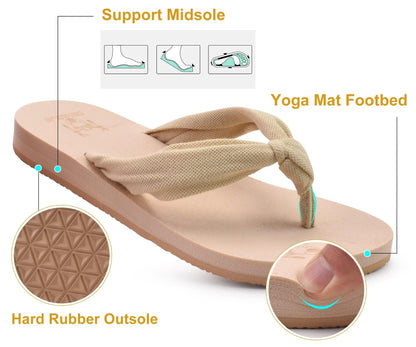 KuaiLu Flip Flops for Women with Arch Support Yoga Mat Comfortable Summer Beach Walking Thong Cushion Sandals Slip On Indoor Outdoor