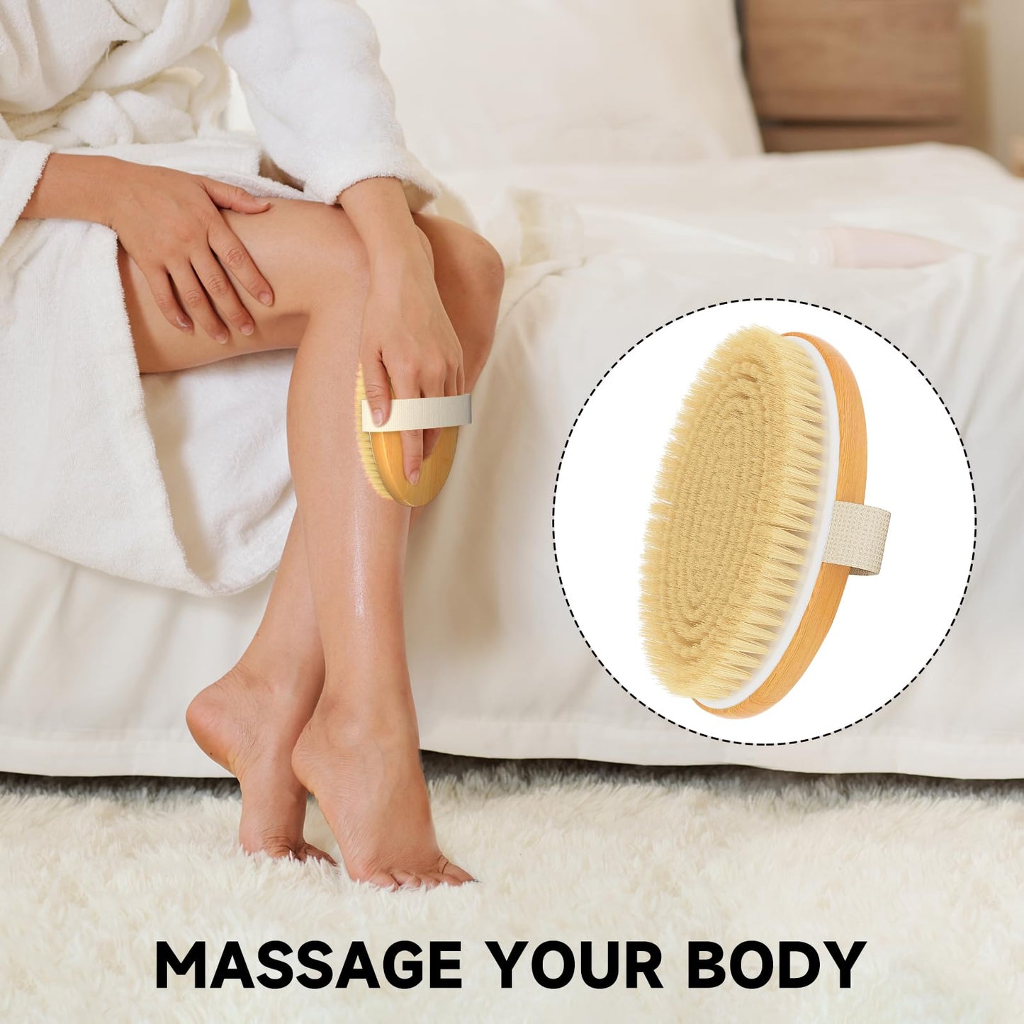 Metene Dry Brushing Body Brush, Exfoliating Body Scrubbers, Natural Bristles for Dry Skin, Improve Circulation, Stop Ingrown Hairs, Reduce Acne and Cellulite