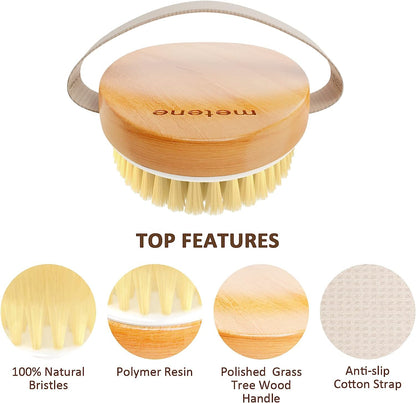 Metene Dry Brushing Body Brush, Exfoliating Body Scrubbers, Natural Bristles for Dry Skin, Improve Circulation, Stop Ingrown Hairs, Reduce Acne and Cellulite