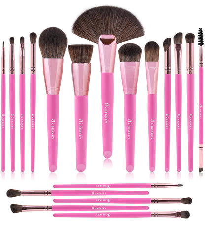 BEAKEY Makeup Brush Set Professional: Makeup Brushes for Eye and Face, Blending Brush for Foundation, Eyeshadow, Make up Brushes Pack with Case, Eye Shadow Brush for Concealer, with 2 Blender Sponge