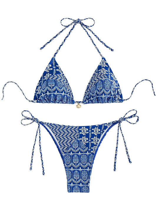 OURMENNA Women's Floral Printed Bikini Sets Boho Geometric Summer Swimsuit Bathing Suit