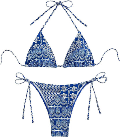 OURMENNA Women's Floral Printed Bikini Sets Boho Geometric Summer Swimsuit Bathing Suit