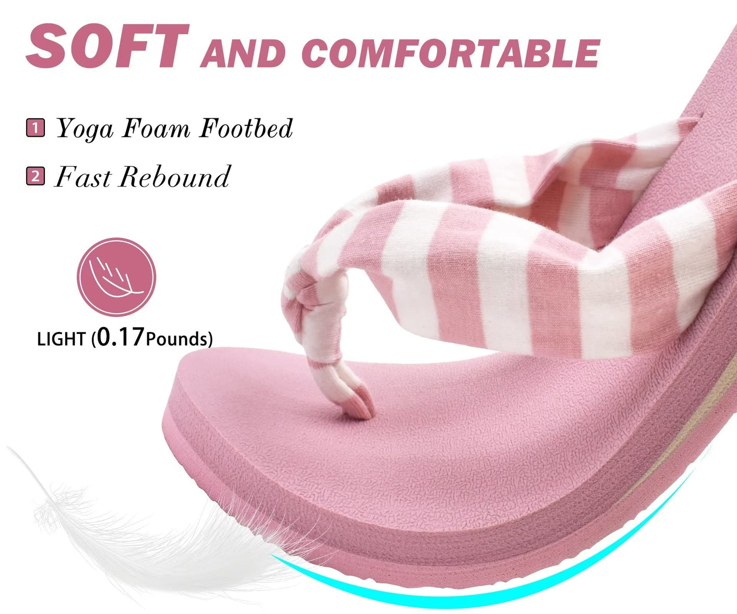 KuaiLu Flip Flops for Women with Arch Support Yoga Mat Comfortable Summer Beach Walking Thong Cushion Sandals Slip On Indoor Outdoor