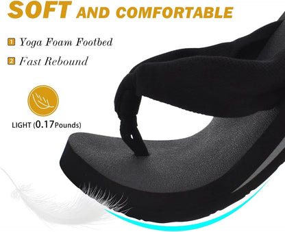 KuaiLu Flip Flops for Women with Arch Support Yoga Mat Comfortable Summer Beach Walking Thong Cushion Sandals Slip On Indoor Outdoor