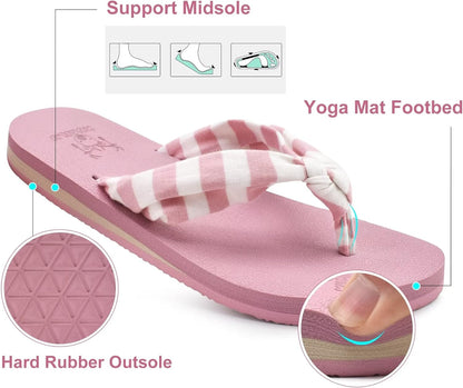 KuaiLu Flip Flops for Women with Arch Support Yoga Mat Comfortable Summer Beach Walking Thong Cushion Sandals Slip On Indoor Outdoor