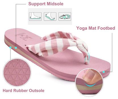 KuaiLu Flip Flops for Women with Arch Support Yoga Mat Comfortable Summer Beach Walking Thong Cushion Sandals Slip On Indoor Outdoor