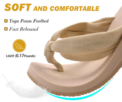 KuaiLu Flip Flops for Women with Arch Support Yoga Mat Comfortable Summer Beach Walking Thong Cushion Sandals Slip On Indoor Outdoor