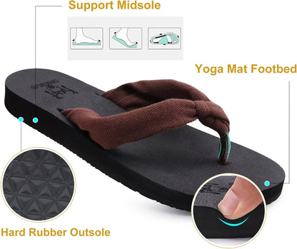 KuaiLu Flip Flops for Women with Arch Support Yoga Mat Comfortable Summer Beach Walking Thong Cushion Sandals Slip On Indoor Outdoor