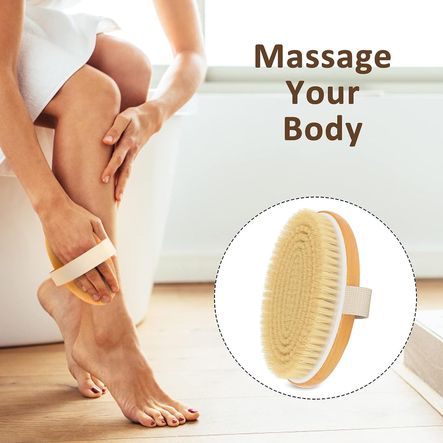 Metene Dry Brushing Body Brush, Exfoliating Body Scrubbers, Natural Bristles for Dry Skin, Improve Circulation, Stop Ingrown Hairs, Reduce Acne and Cellulite