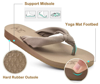 KuaiLu Flip Flops for Women with Arch Support Yoga Mat Comfortable Summer Beach Walking Thong Cushion Sandals Slip On Indoor Outdoor